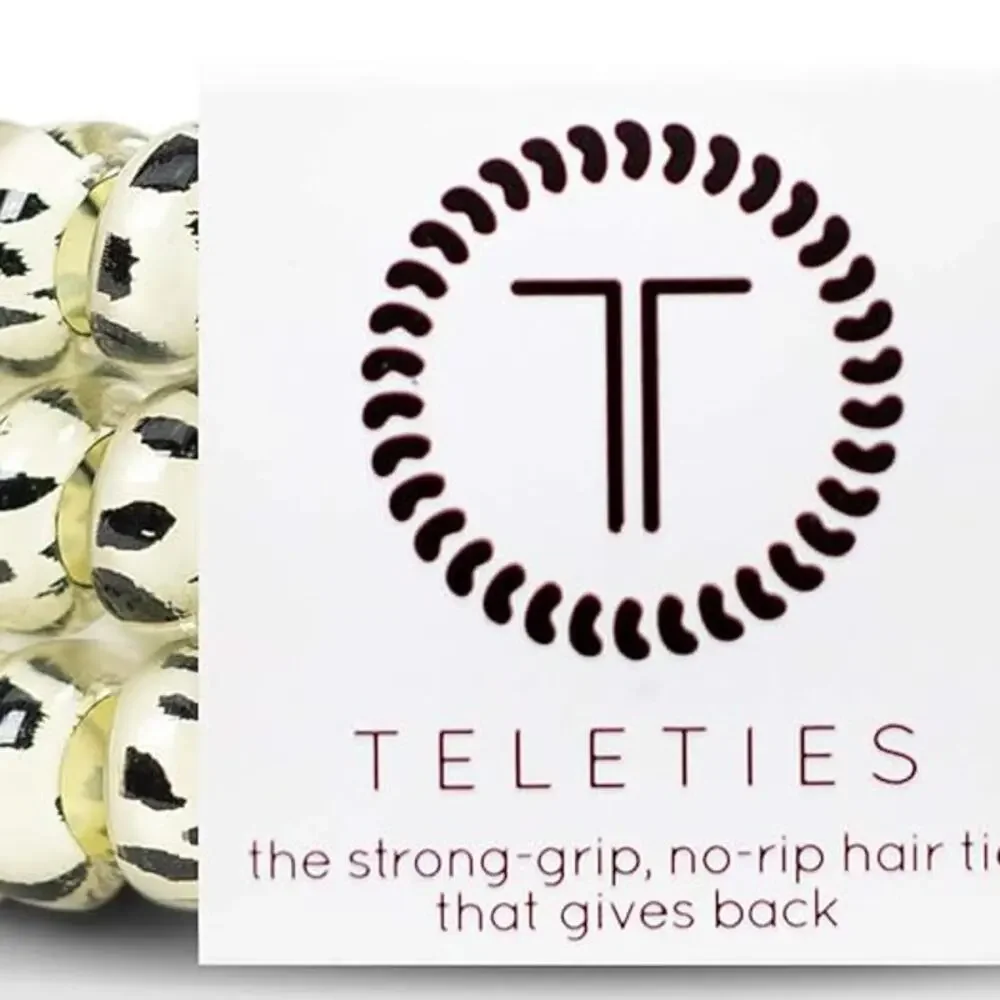 NEW! TELETIES Animal Print Hair‎ Ties - Hair Coils - 100 Pc (Small, Leopard)